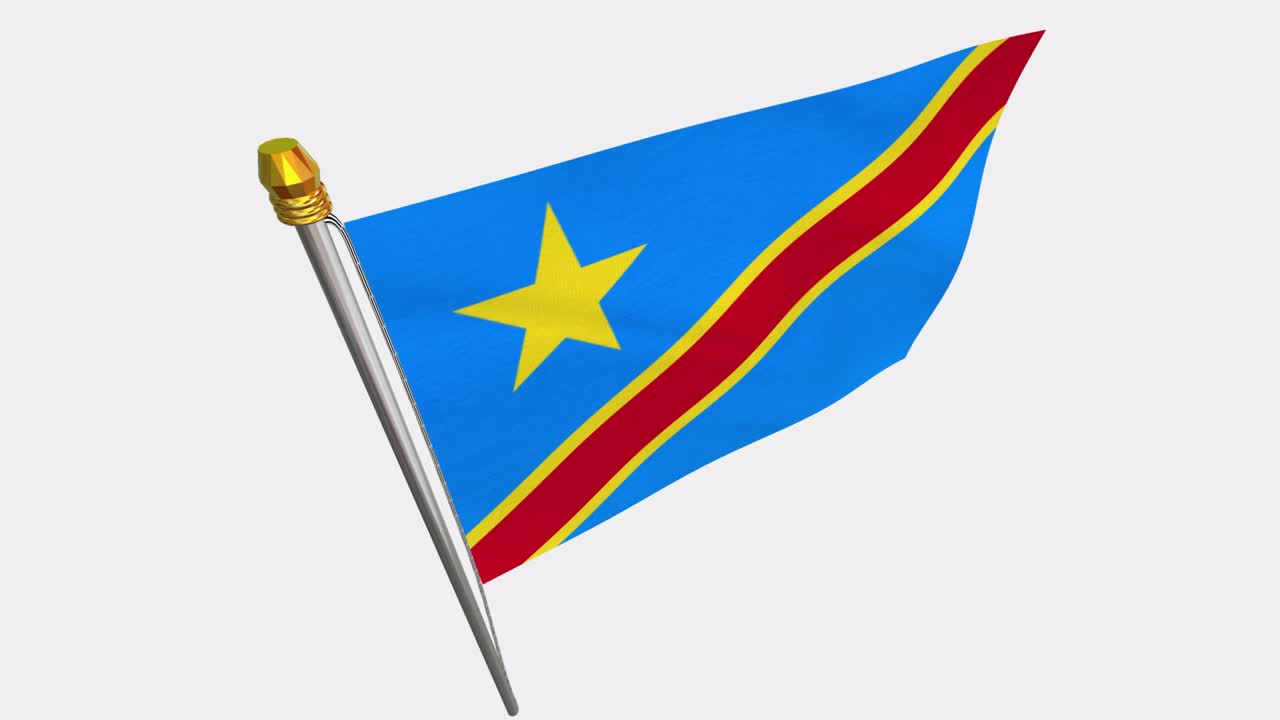 Loop-video af Den Demokratiske Republik Congos flag, der blafrer i vinden, slow motion 4k-video, med alfakanal.
