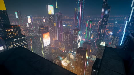 futuristic neon cityscape at night