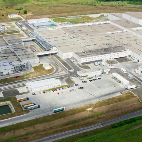 large production plant. harmful manufacturing area on field. territory of industrial factory. modern technology manufacturing plant. aerial view