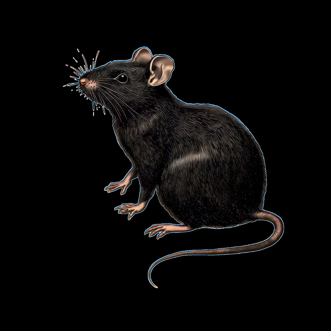 Ilustración detallada de rata negra