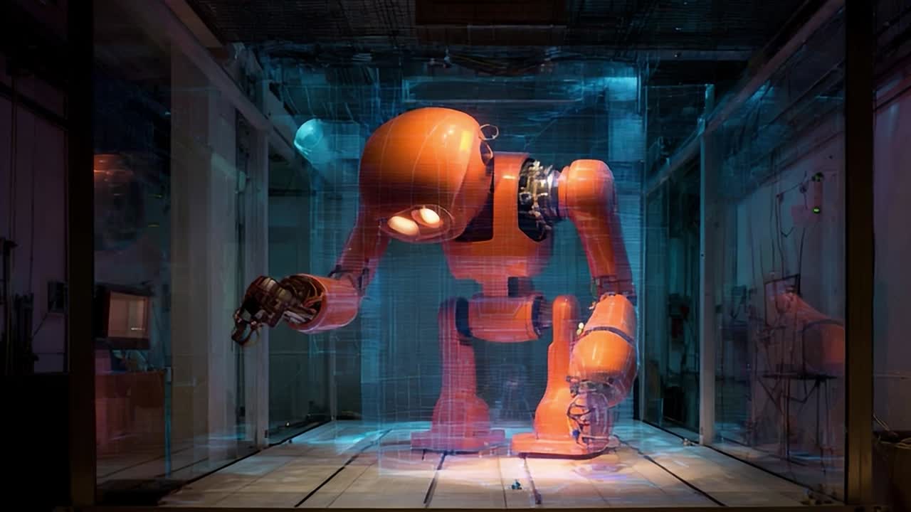 Robot showcases advanced technology inside a modern laboratory environment