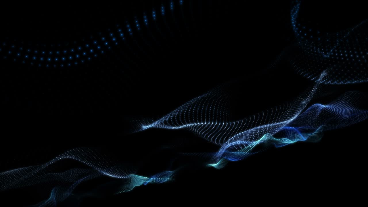 Futuristic animation with particle wave object in slow motion, 4096x2304 loop 4K