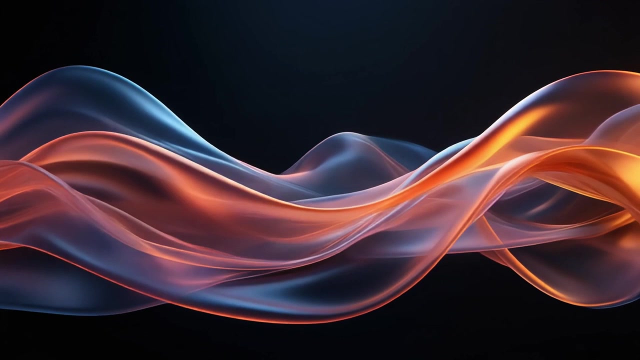 Abstract Flowing Silk Fabric with Orange and Blue Gradient