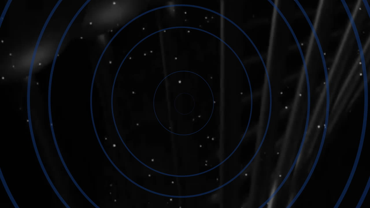 Concentric circles and stars creating radar-like animation in dark space