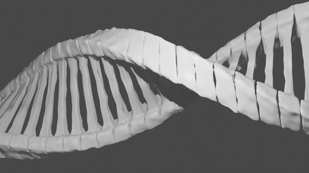 animación de macro de cadenas de adn 3d azules que giran