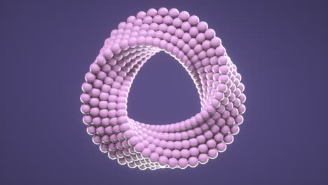 3D loop animation of spinning balls molded into uneven circle