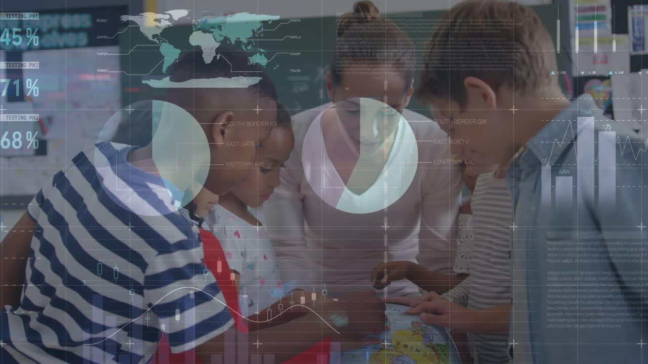 Classroom with finance graph transition