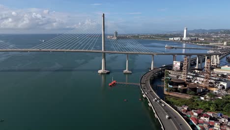 cebu cordova link expressway, aerial view along the coast of cebu city philippines