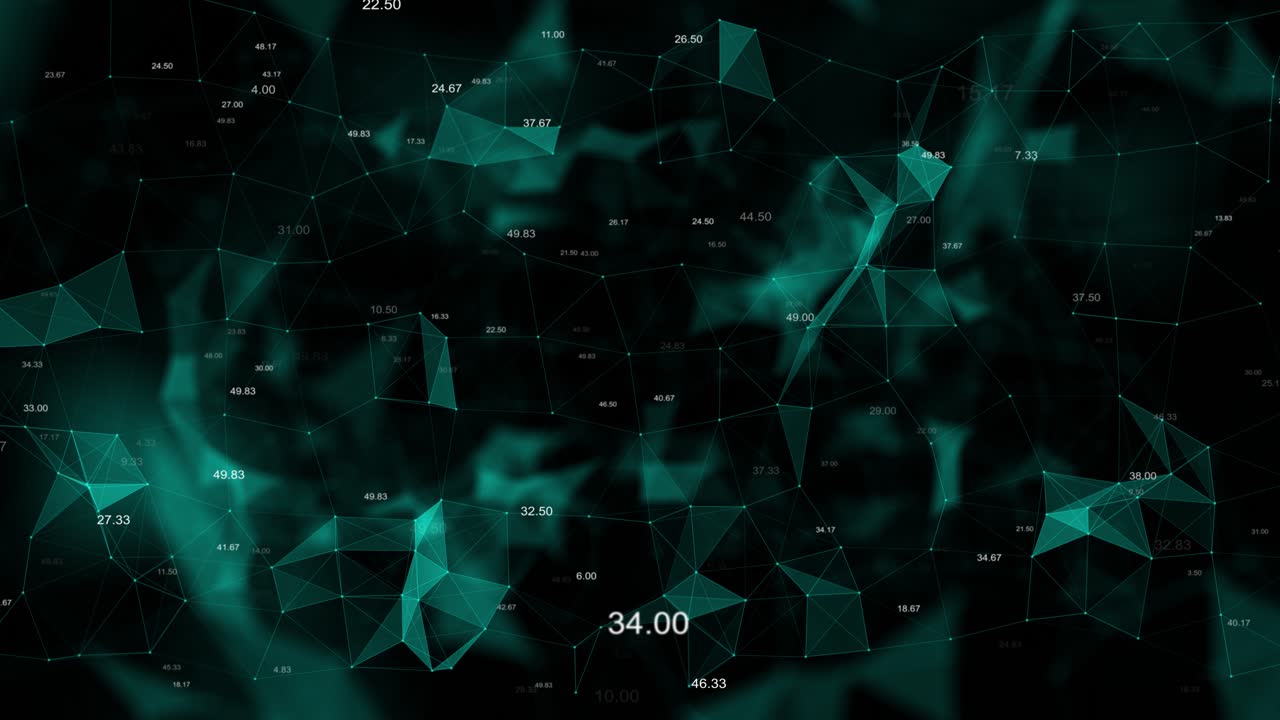 Abstract blue waves background animation plexus nodes lines hi tech connections polygonal cyber