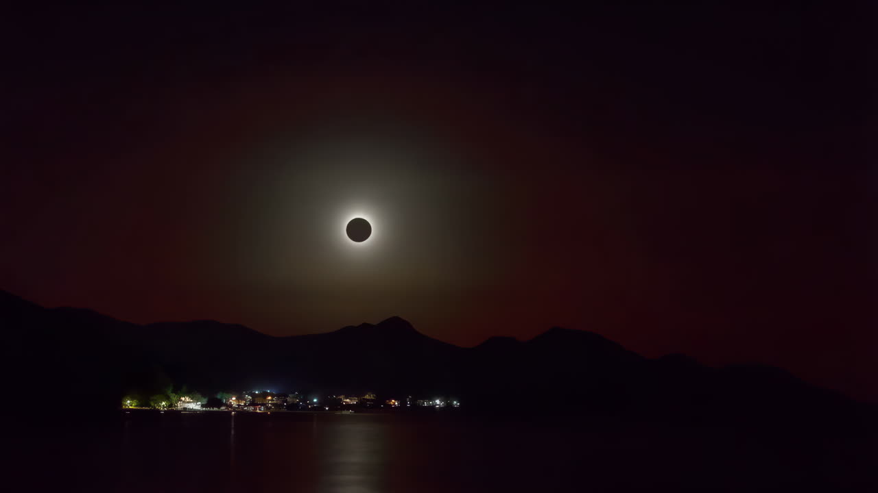 Solar Eclipse over a Coastal City