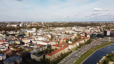 kaunas city panorama from birds eye view