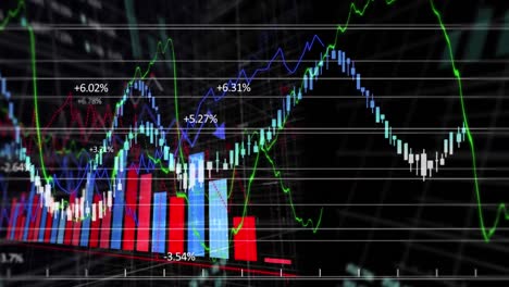 animación del procesamiento de datos financieros sobre un fondo negro
