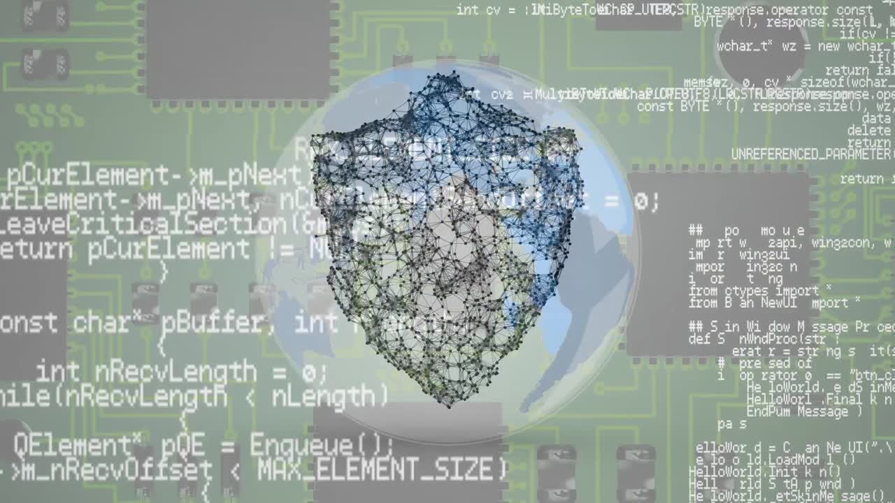 방패와 글로브에 대한 데이터 처리의 애니메이션