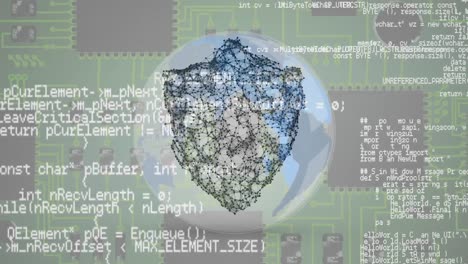 Animación-Del-Procesamiento-De-Datos-Sobre-Escudo-Y-Globo