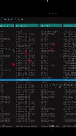 animation of data processing on black background