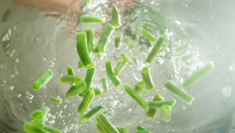 green beans boiling in water