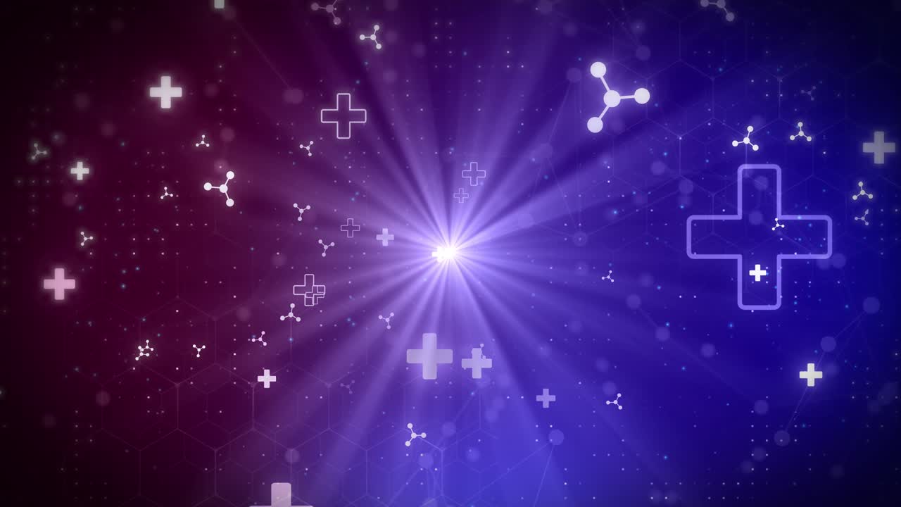 의학 및 의료 6각형 기술 루프 배경