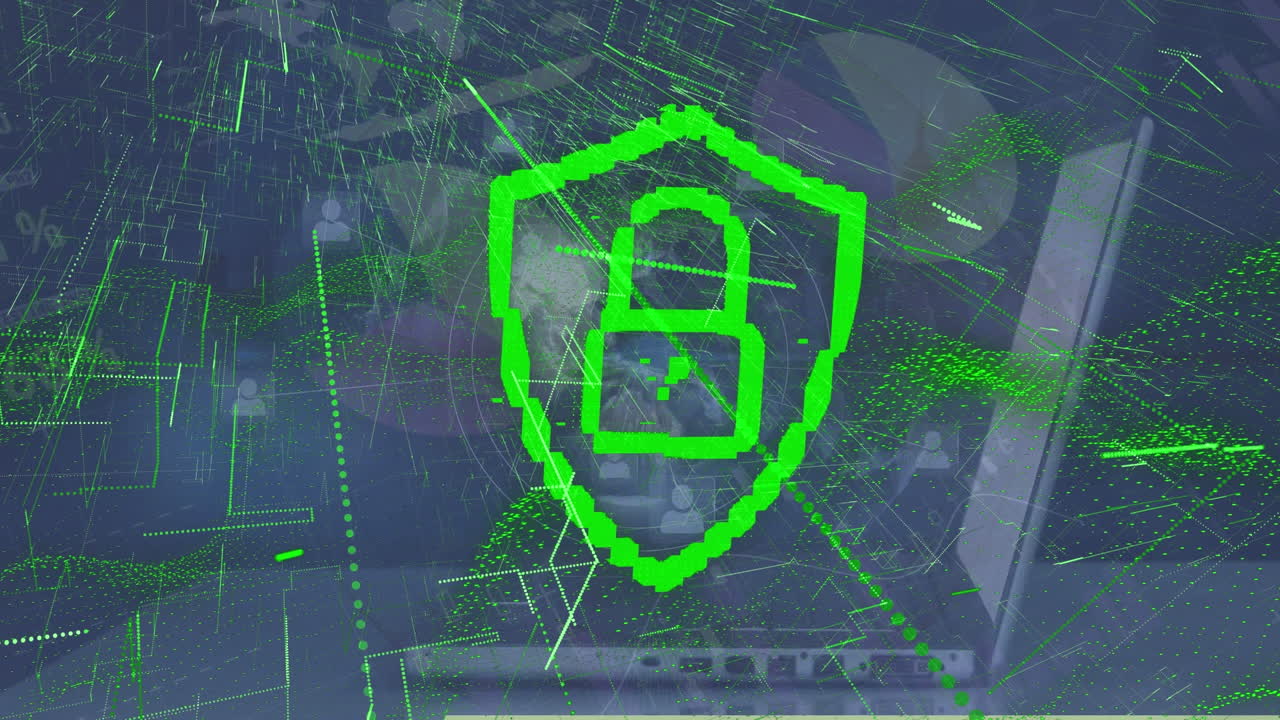 animación de un letrero de reciclaje verde sobre una caja con botellas de plástico y globo