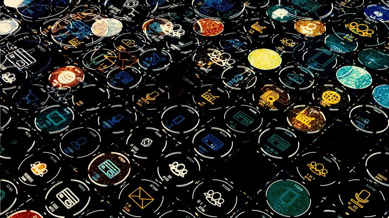 interfaz digital con muchos iconos