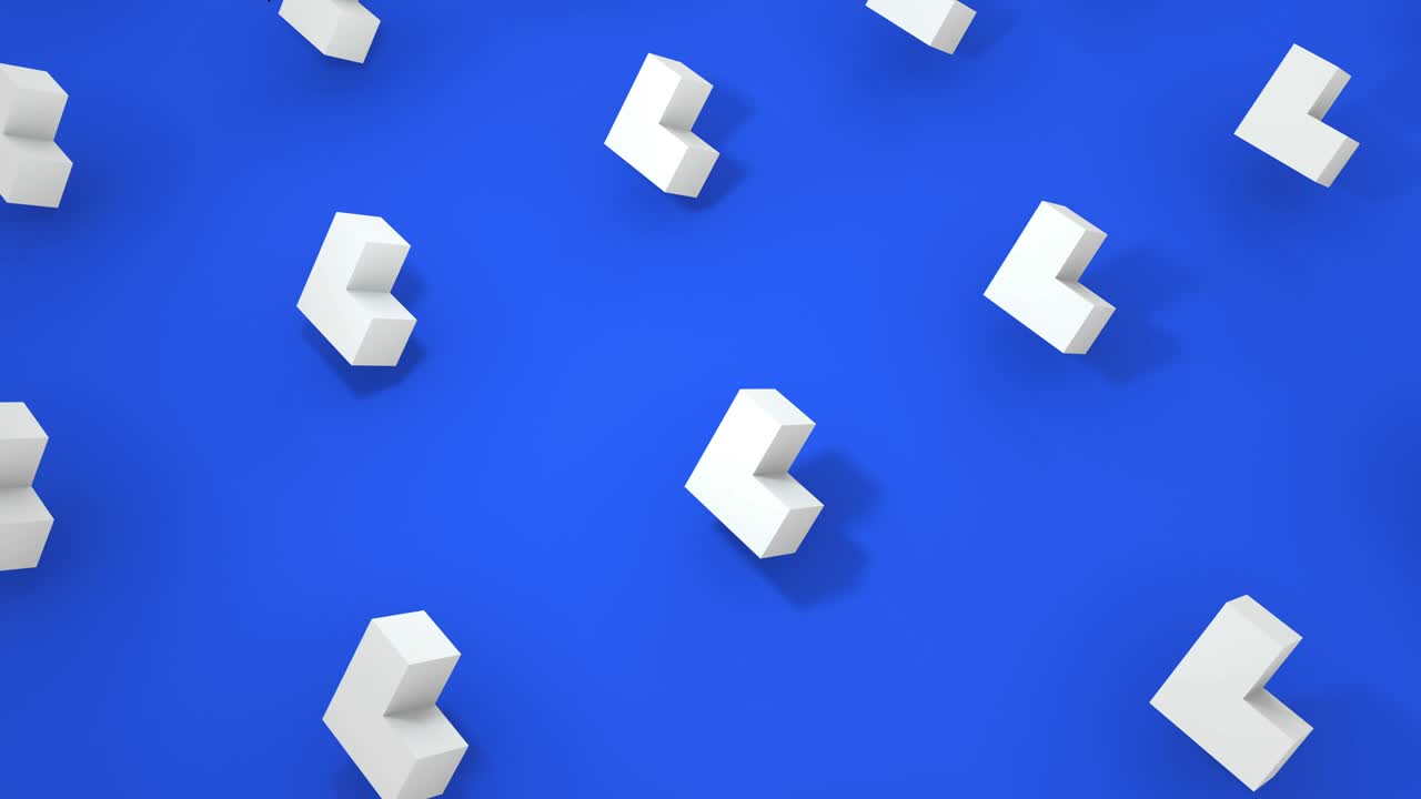 5개의 다른 색의 3d 기하학적 물체 회전 세트, 4k 원활한 루프 애니메이션 영상.