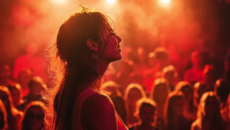 live music performance with a singer on stage and a crowd of people