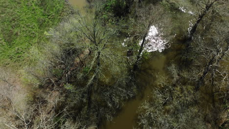 Bell-Slough-State-Wildlife-Management-Area-With-Scenic-Streams-In-Arkansas,-USA---Aerial-Drone-Shot