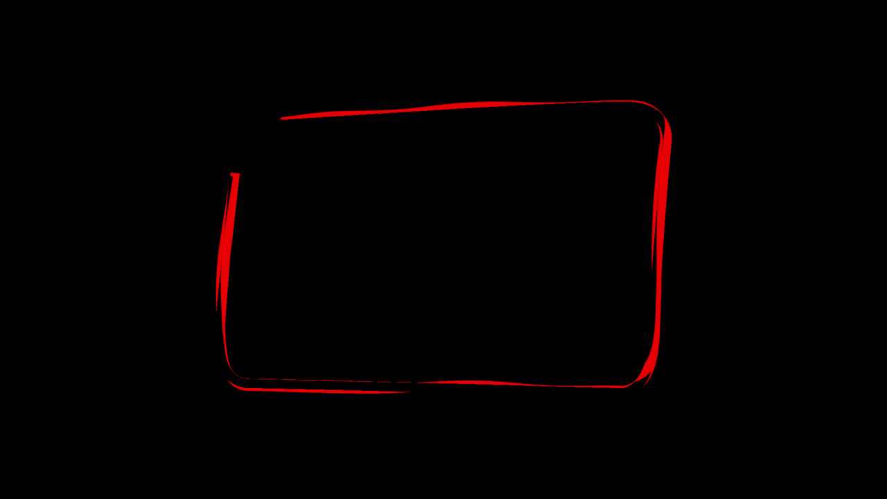 Rectangle rouge animé dessiné à la main qui se dessine et s'efface sur fond noir