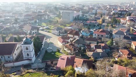 aerial footage of the town of sopot, bulgaria in a spring morning