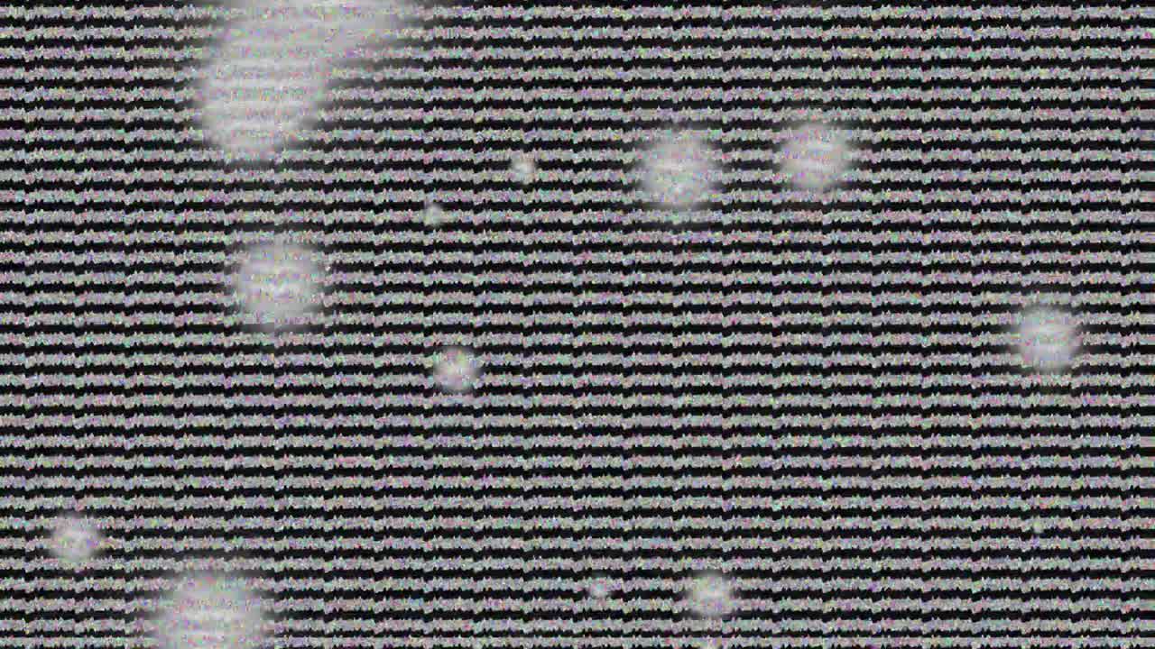 Stripe pattern initial glows appearing, rows shifting into blocks, glows drifting showing noise