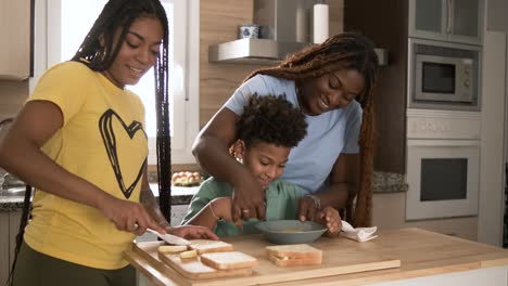 family bonding in the kitchen: preparing breakfast together