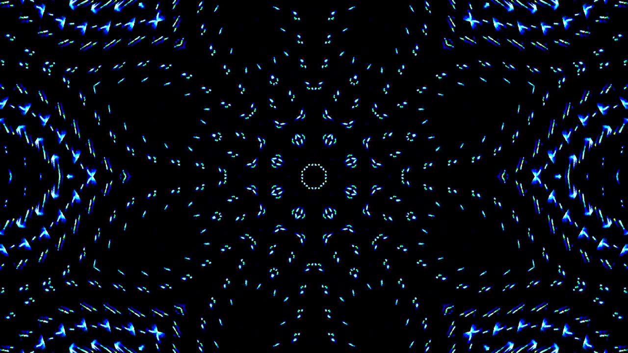 Lindo caleidoscópio abstrato que brilha, uma luz radiante que regula os movimentos sutis