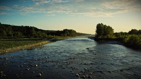 aerial drone view by the river piave in italy, quiet peace of mind