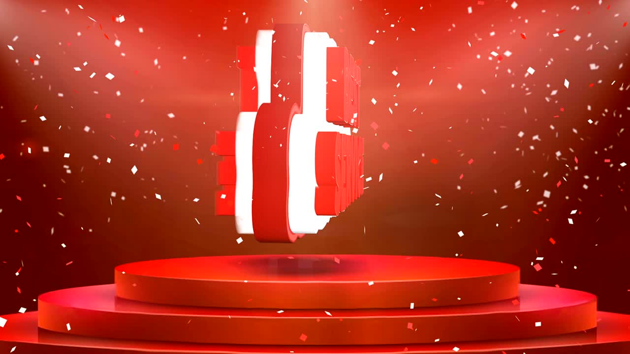 최고의 서비스 텍스트 애니메이션 무대 포디움 콘페티 루프 애니메이션