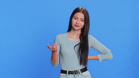 young woman making face palm gesture feeling bored disappointed in result bad news sorrowful