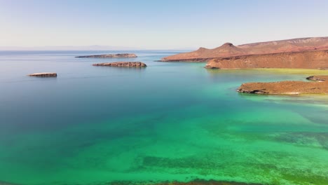 aerial: baja california sur tropical ocean water, mexico pacific ocean coast, espiritu santo island