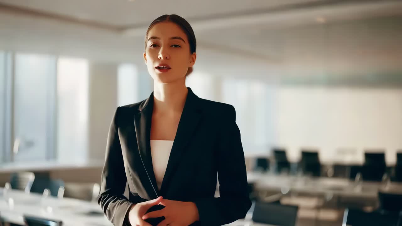 mujer de negocios que se presenta en la oficina