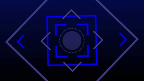 formas geométricas azules sobre filas móviles de puntos y círculos azules