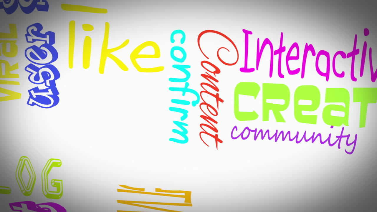 Animation of colorful social media terms