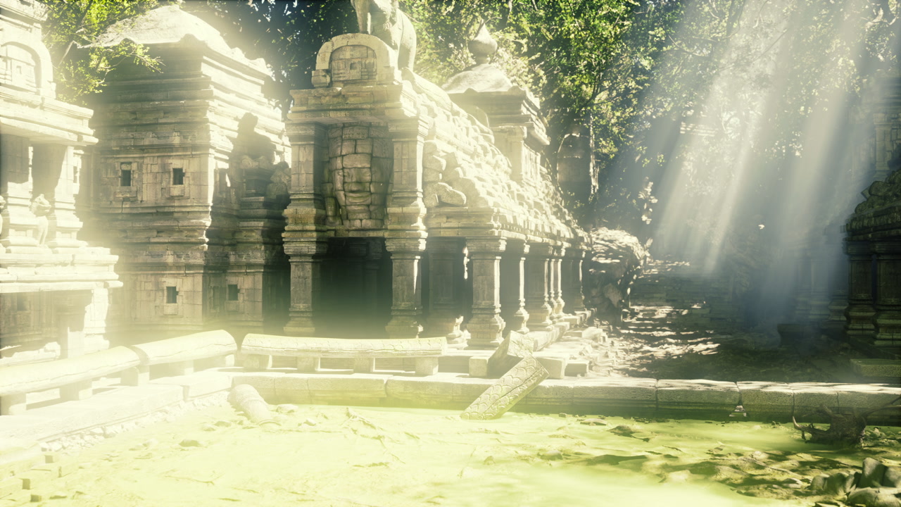Drone provides aerial perspective of historic temple courtyard