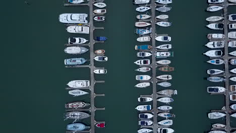 top view aerial footage of marina