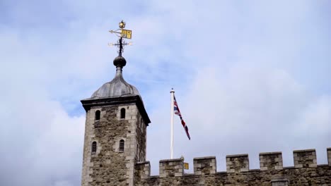 tower of london detail with flag and weather vane