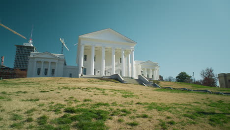 gimbal shot of the state capitol building in richmond, virginia