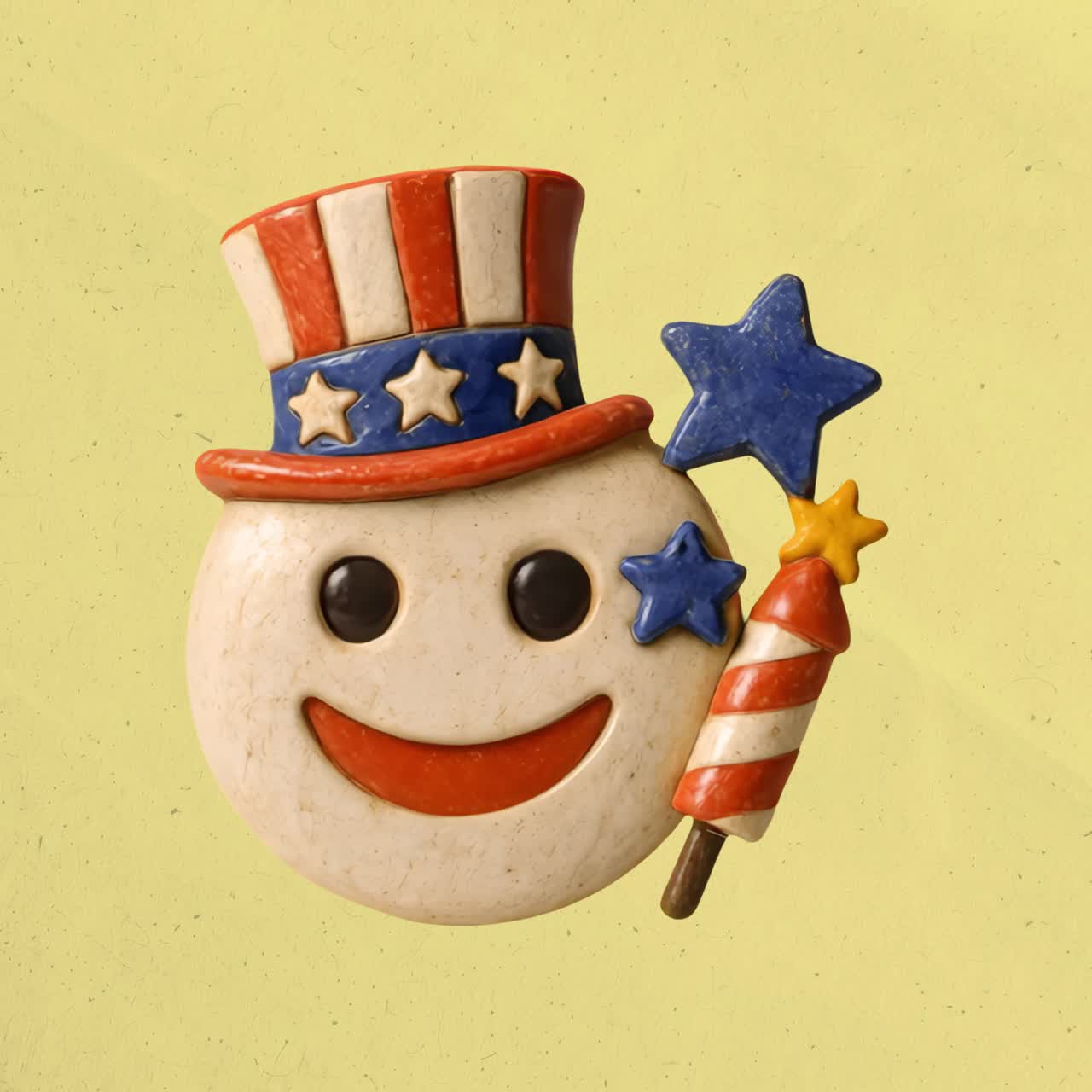 Patriotic smiley with festive elements animation isolated asset, transparent 4K video, alpha