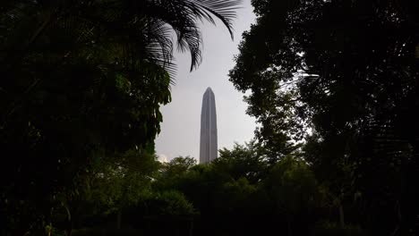 hora del día ciudad de shenzen famoso parque de construcción ifc vista en cámara lenta 4k china