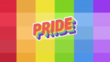 animación del texto de orgullo sobre el fondo del arco iris.