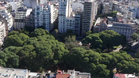 Aerial---Recoleta-Vicente-Lopez-Park,-Buenos-Aires,-Argentina,-Wide-Shot