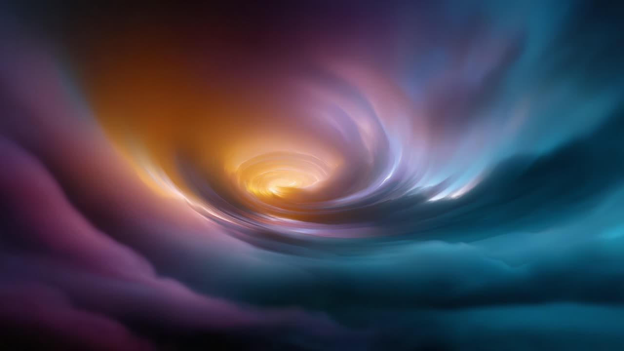 A Mesmerizing Swirl of Colorful Clouds Illustrating an Enigmatic Cosmic Dance of Light and Motion in a Dreamlike Atmosphere