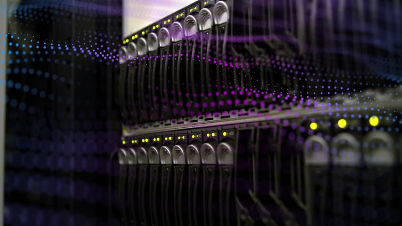 animación de ondas hechas de puntos que se mueven sobre los servidores