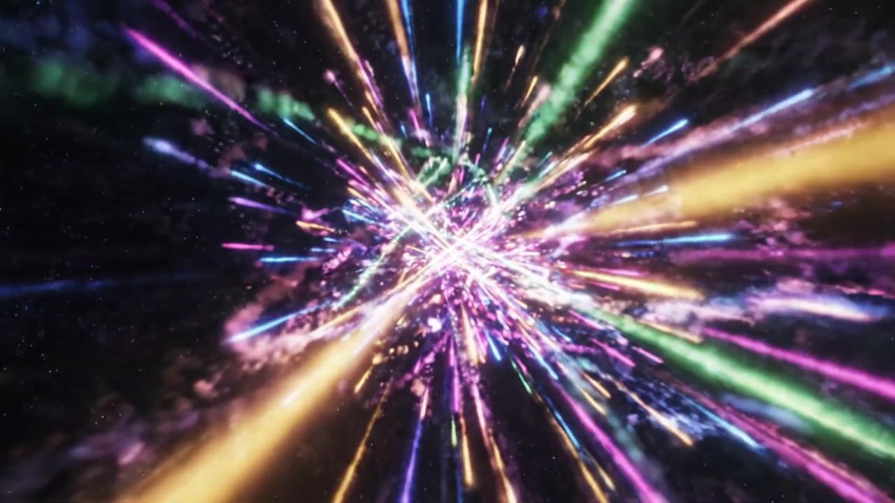 Un viaggio attraverso il cosmo: dal vuoto stellato infinito a un'esplosione vibrante di luce e colore che cattura la bellezza e il mistero dello spazio.