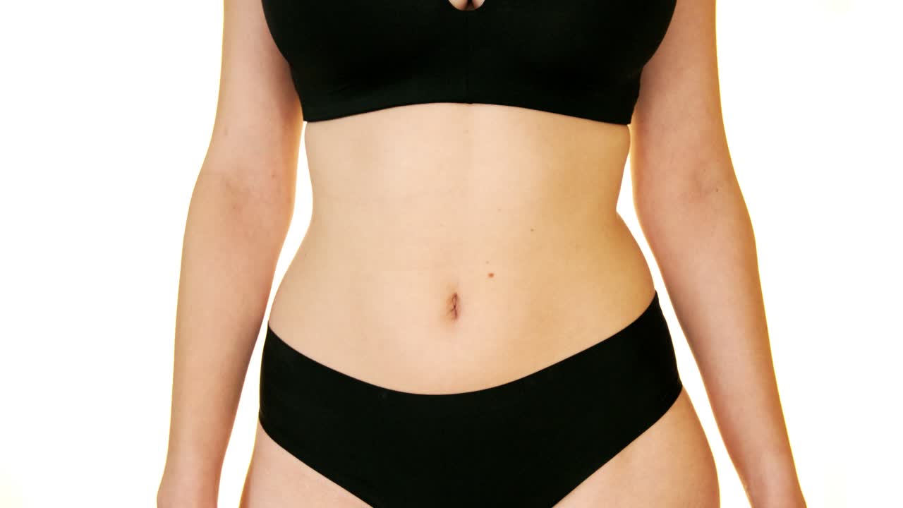 hermoso, delgado, cuerpo, de, mujer, aislado, blanco, plano de fondo